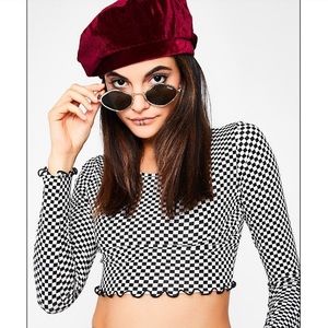 Crop top black and white checkered, Dolls Kill